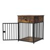 Dog Crate Furniture, Dog House, Decorative Dog Kennel with Drawer, Indoor Pet Crate End Table for Small Dog, Iron-Tube Dog Cage, Chew-Proof