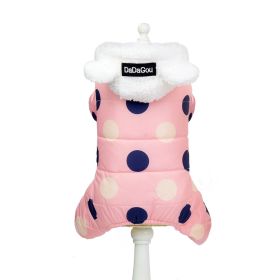 Warm big polka dot four-leg cotton coat (Option: Pink-XL)